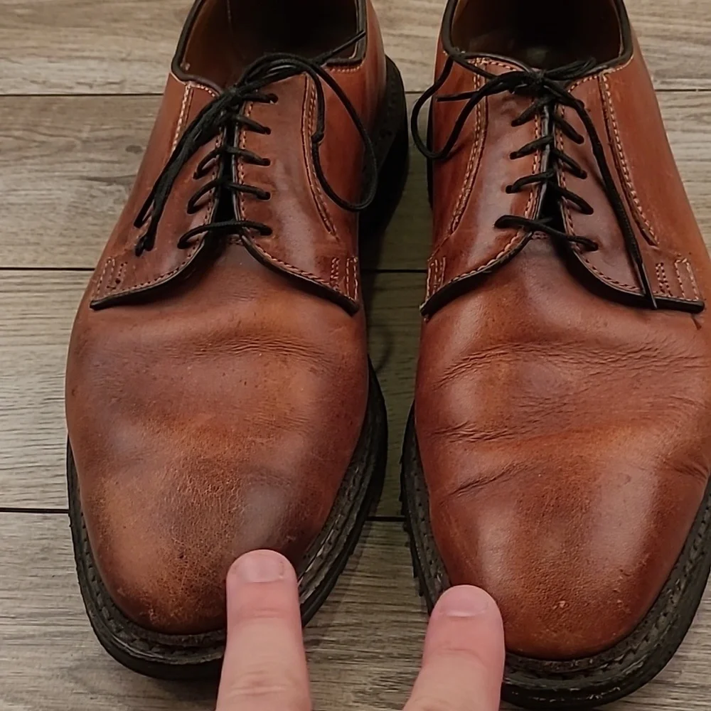 ALLEN EDMONDS Brown‎ Leather Badlands Sz 8.5 D Oxford Casual Mens Shoes